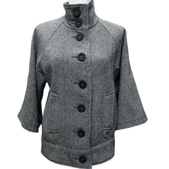 Anthropologie BB Dakota Women's Black Tweed Short Wool Blend Jacket Size M Warm - Picture 5 of 11